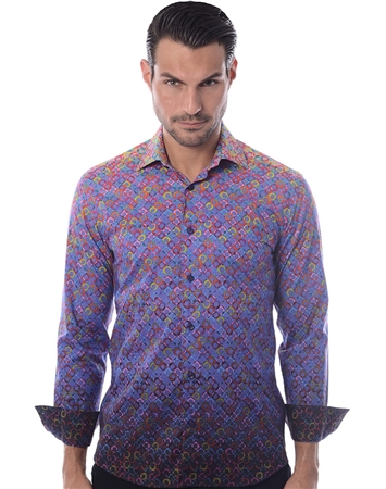 Purple Gradient Print Dress Shirt