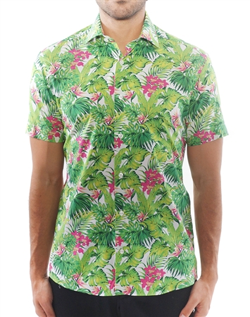 Green Pink Floral Shirt