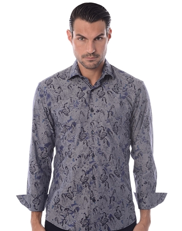 Shop Men Fashion Shirts - Designer Navy Dress Shirt