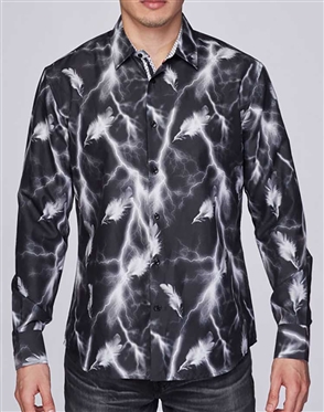 House of Lords Luxury Dress Shirt - Feather Print Slim Fit | Elegant Sophistication