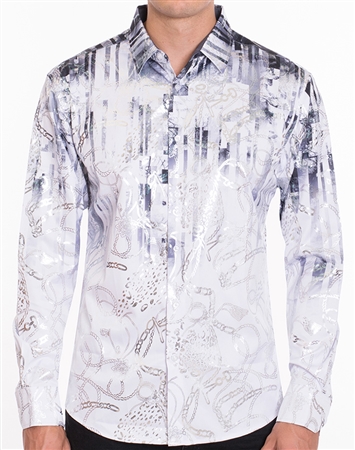 Luxury Sport Shirt - White Paisley Gradient Print shirt