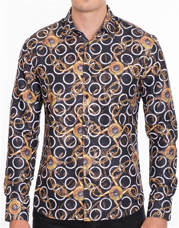 Flattering Baroque Print Dress Shirt - Multicolored Designer Dress Shirt