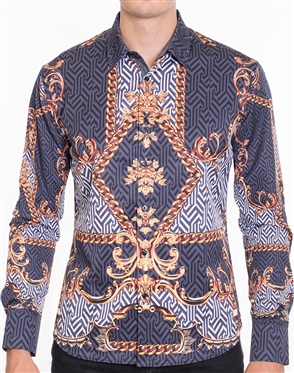 Rich Baroque Print dress shirt - Multicolored Designer Dress Shirt