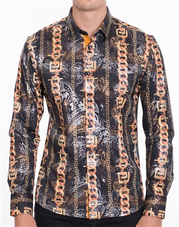 Luxury Black Sport Shirt - Multicolored Designer Dress Shirt