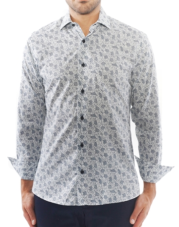 White and Black Floral Print Shirt | 100% Cotton Shirt