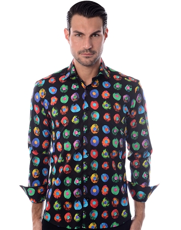 Unique Black Multi Color Floral Shirt