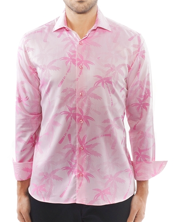 Fuchsia Palm Tree Jacquard Shirt