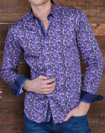 Purple Paisley Floral dress Shirt