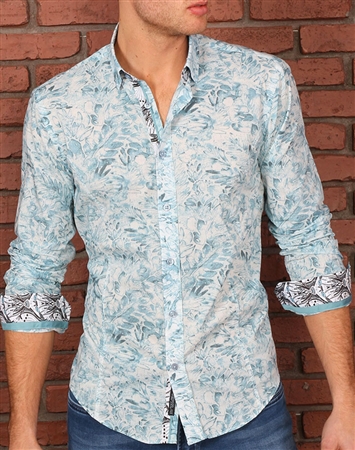 White Teal Dress shirt