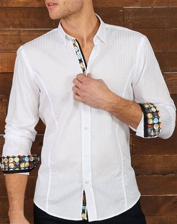 Luxury White Jacquard Dress Shirt