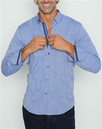 Blue Paisley Stripe Woven