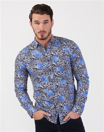 Blooming Royal Blue Men’s Designer Shirt