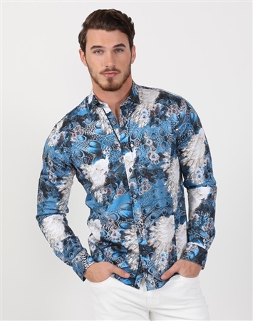 Multi Color Feather Print Shirt
