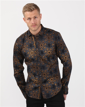 Hot New Men’s Black And Gold Cotton Shirt