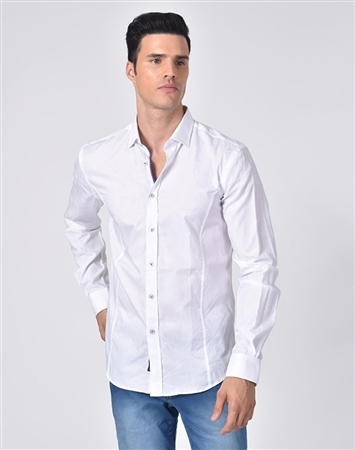 Luxury Sport Shirt - Elegant White Jacquard Dress Shirt