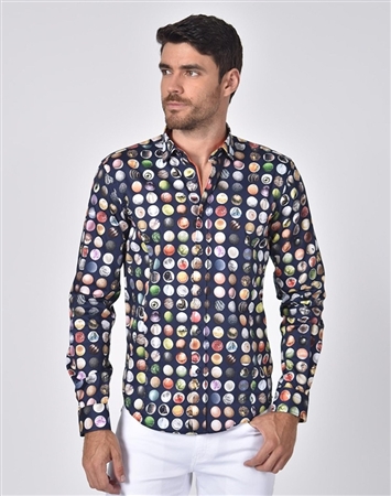 Austere Luxury Polka Dot Collage Circle Print Shirt