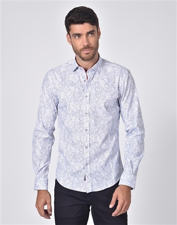 Austere Luxury Damask Print Shirt In White