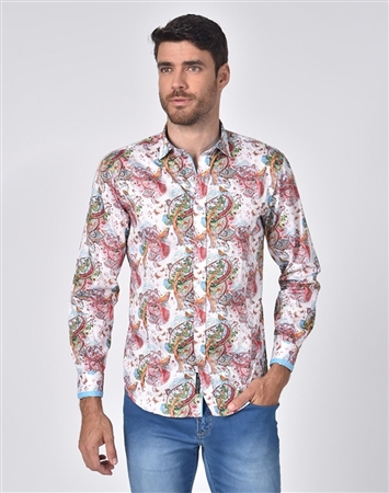 Luxury Sport Shirt - Multicolored Bird Print Shirt