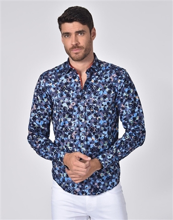 Austere Luxury Floral Flocking Printed Jacquard Shirt