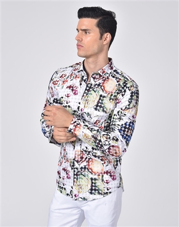 Luxury Sport Shirt - Dotted Garden Print Shirt