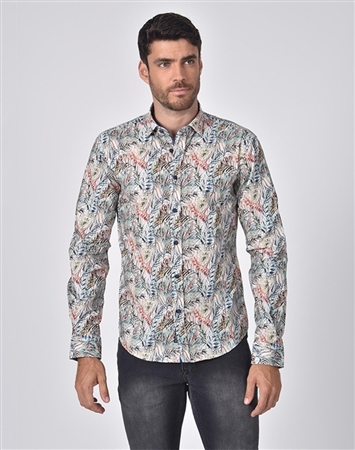 Austere Rain Forest Leaves Print Shirt