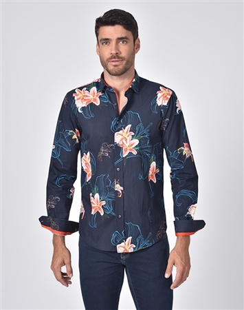 Luxury Sport Shirt - Floral Print Dress Shirt