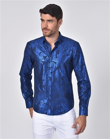 Austere Luxury Metallic Leaf Print Shirt