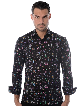 Unique Black Pink Dress Shirt