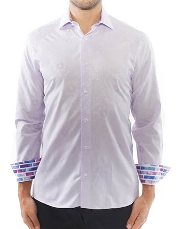 Lilac Jacquard Floral Dress Shirt