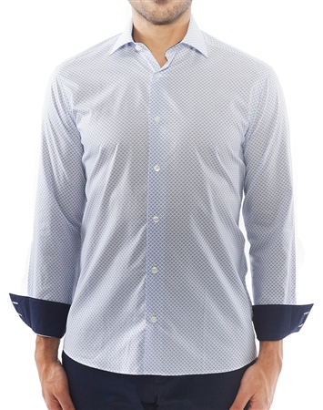 White Blue Block Repeat Print Shirt