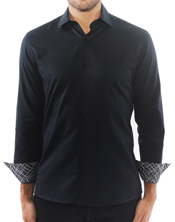 Black Floral Jacquard Dress Shirt