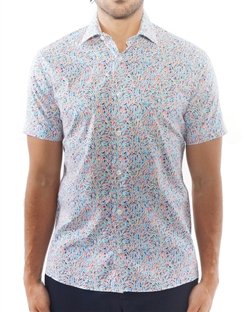 Multicolored Liberty Print Dress Shirt | Short Sleeve Button Down