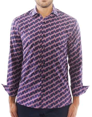 Navy Pink Circle Print Shirt