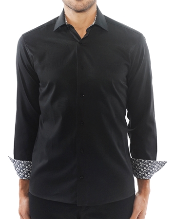 Black Leaf Jacquard Print Shirt