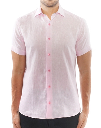 Short Sleeve Pink Linen Shirt