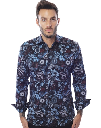 Slim Fit Navy Floral Woven