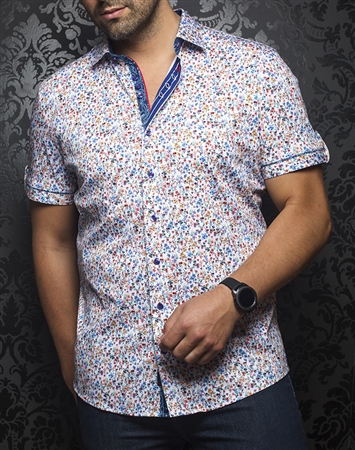 Au Noir Short Sleeve Shirt | Andre Floral White Multi 