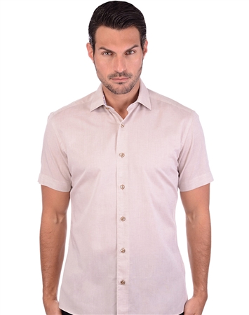 Fashionable Khaki Linen Dress Shirt