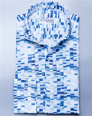 White Blue Designer Dress Shirt