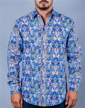 Blue Floral Print Italian Shirt