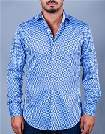 Blue Dress Shirt Geometric Pattern