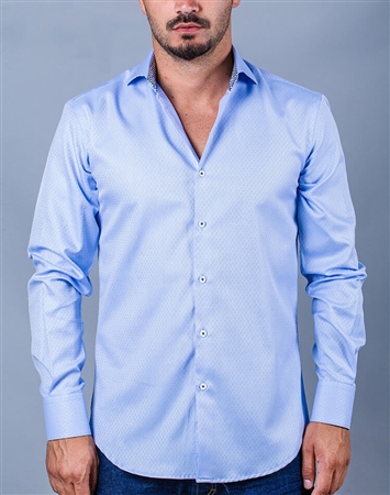 Blue jacquard fabric casual shirt