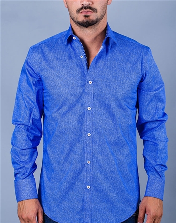 Blue Sport Casual Dress Shirt