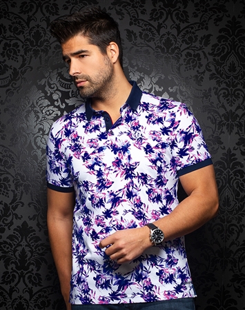 Au Noir Polo | Bermuda White Fuchsia