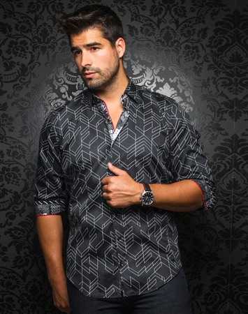 Designer Dress Shirt: Bossiano Black