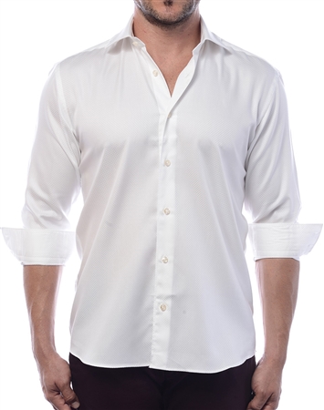 Designer Dress Shirt - Classy Jacquard White Shirt