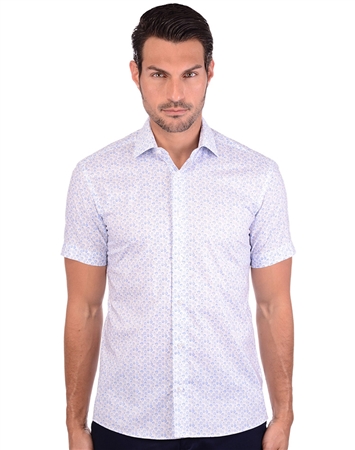 White And Blue Men’s Sport Dress Shirt