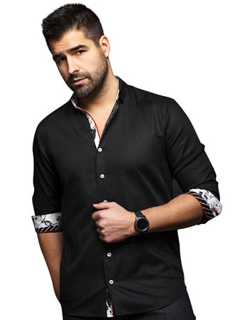 Men fashion button up shirt | black