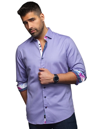 Men fashion button up shirt | lavender