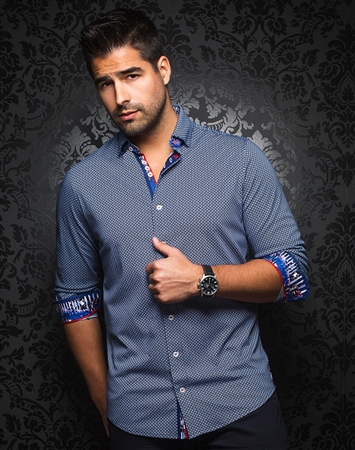 Designer Navy Dress Shirt